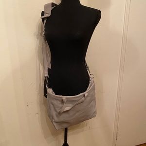 Grey leather crossbody